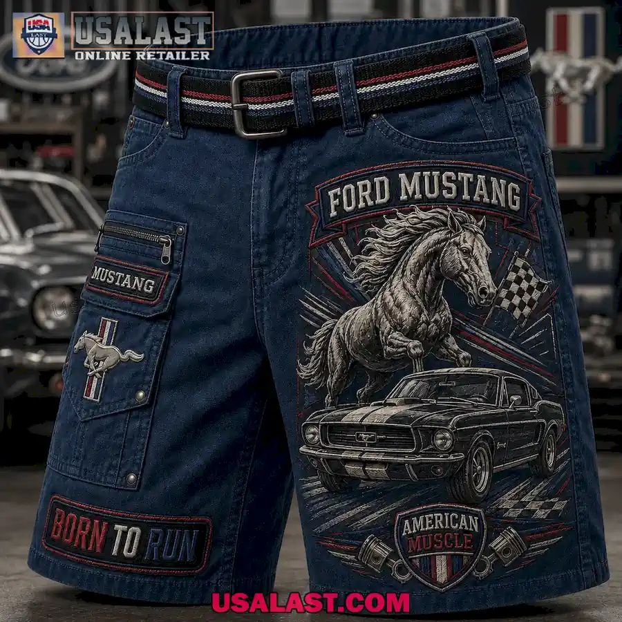 Ford Mustang Born To Run American Muscle Men Cargo Short