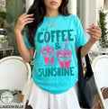 Iced Coffee & Sunshine shirt, coffee lover gift, summer graphic tee, Comfort Col