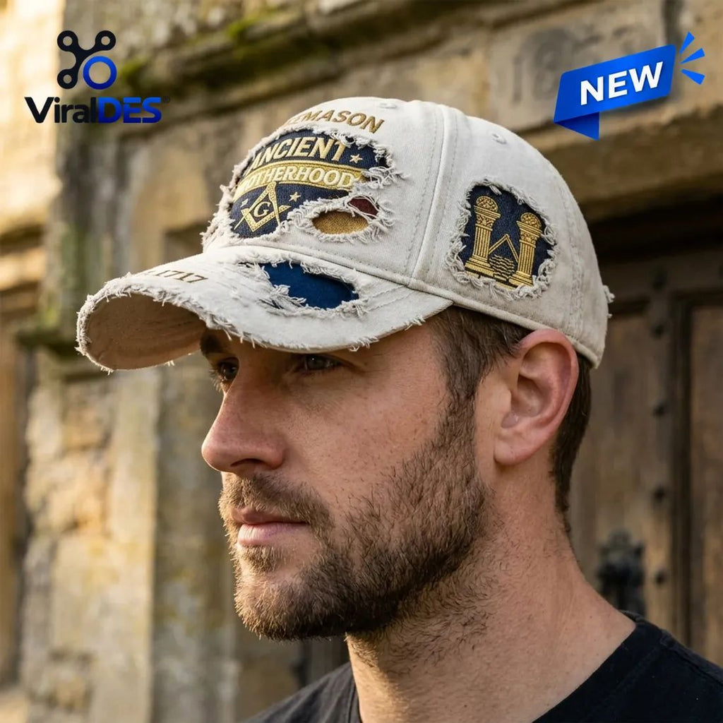 Freemason Ancient Brotherhood Distressed Baseball Cap