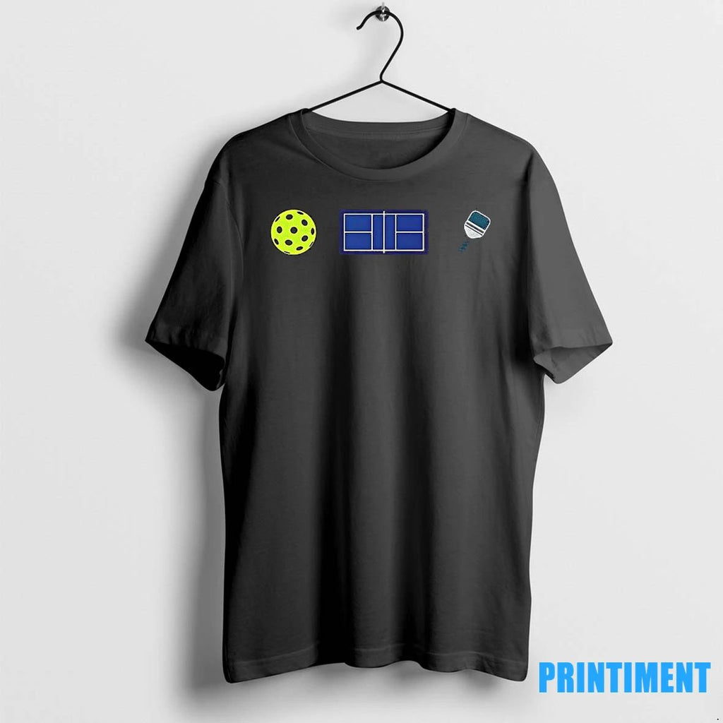 Minimalist Pickleball Ball Court And Paddle Design Tshirts Sweater
