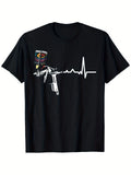 Spray Paint Gun Heartbeat Graphic T-Shirt Street Art Graffiti Style Tee