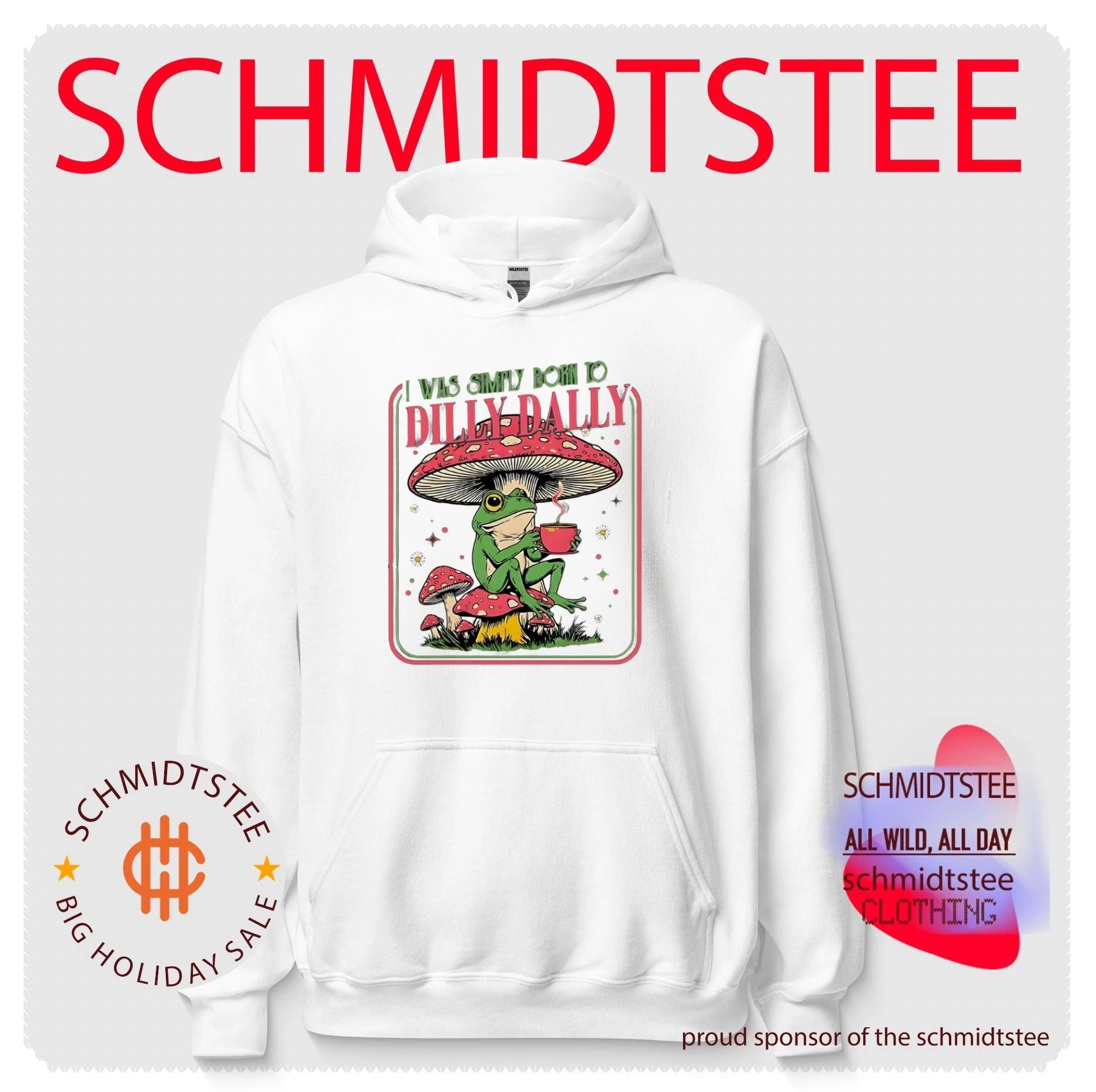 I was simply born to dilly dally cartoon frog sitting on mushroom shirt