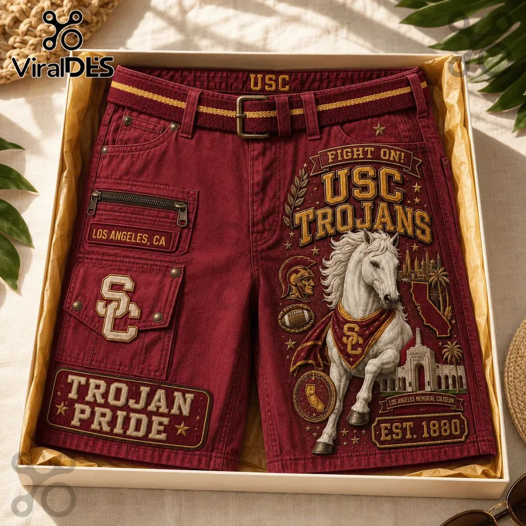 USC Trojans Red Mascot Cargo Casual Shorts