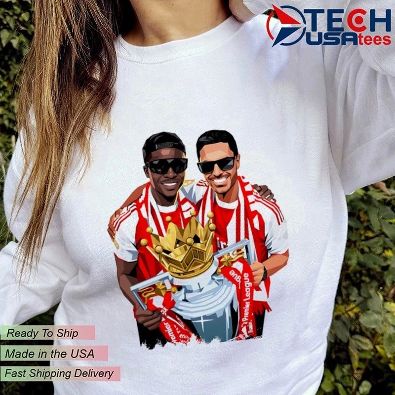 Saka and Areta Premier League Champions shirt