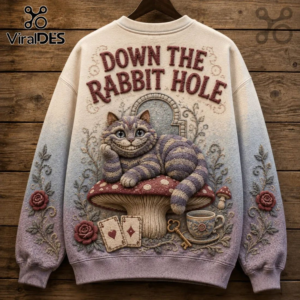 Alice in Wonderland Embossed Rabbit Ugly Sweater