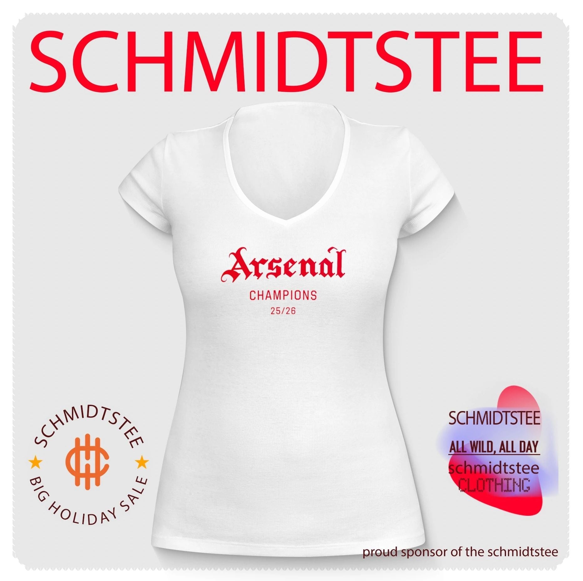 Arsenal AFC PL Champions 2025 2026 logo shirt
