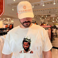 New York Knicks Jalen Bruson wearing gold crown shirt