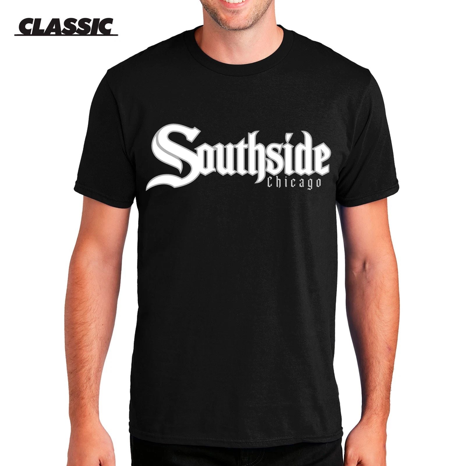 Southside Chicago Black Classic T-Shirt - White Sox Mlb Baseball Tee Shirt South