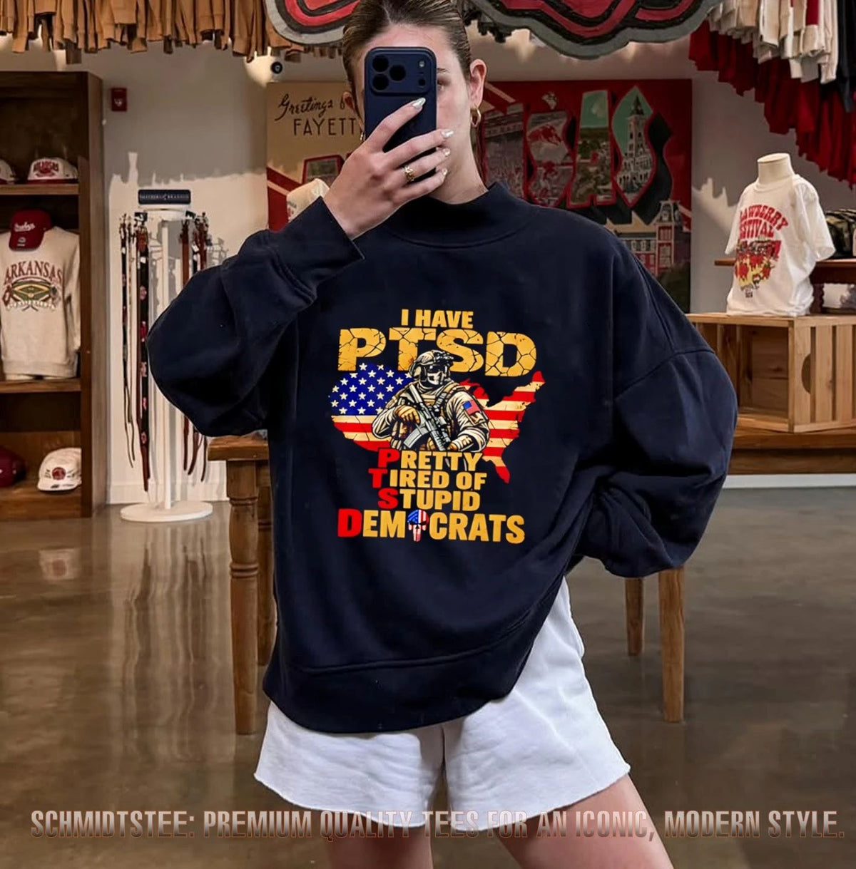 I Have PTSD Pretty Tired of Stupid Democrats Soldier shirt