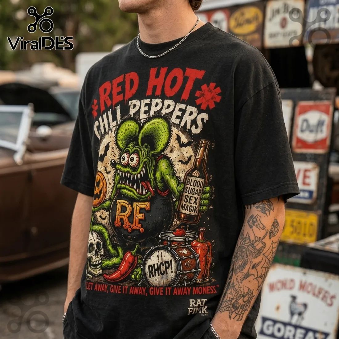 Red Hot Chili Peppers x Rat Fink Halloween Mascot T-Shirt