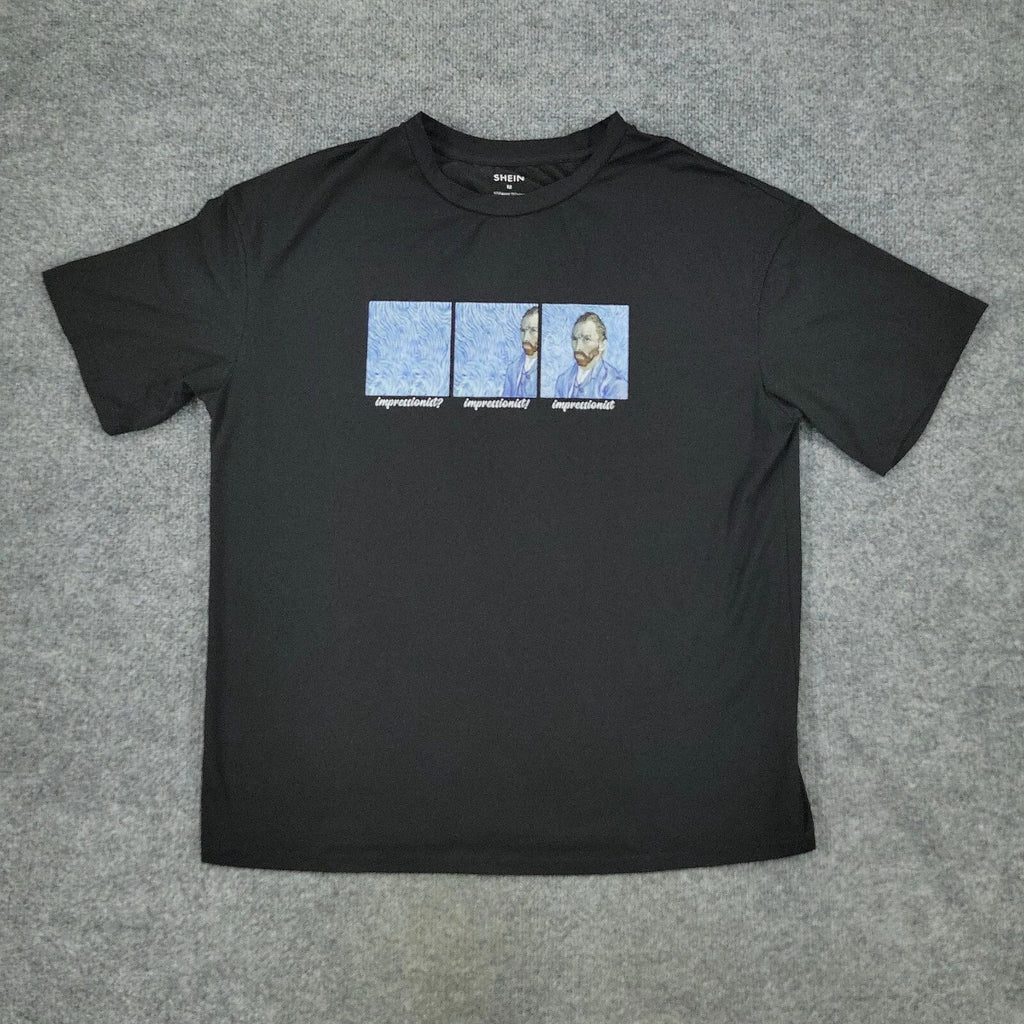 Vincent Van Gogh Shirt Men's Medium Black Impressionist Graphic Tee Short Sleeve