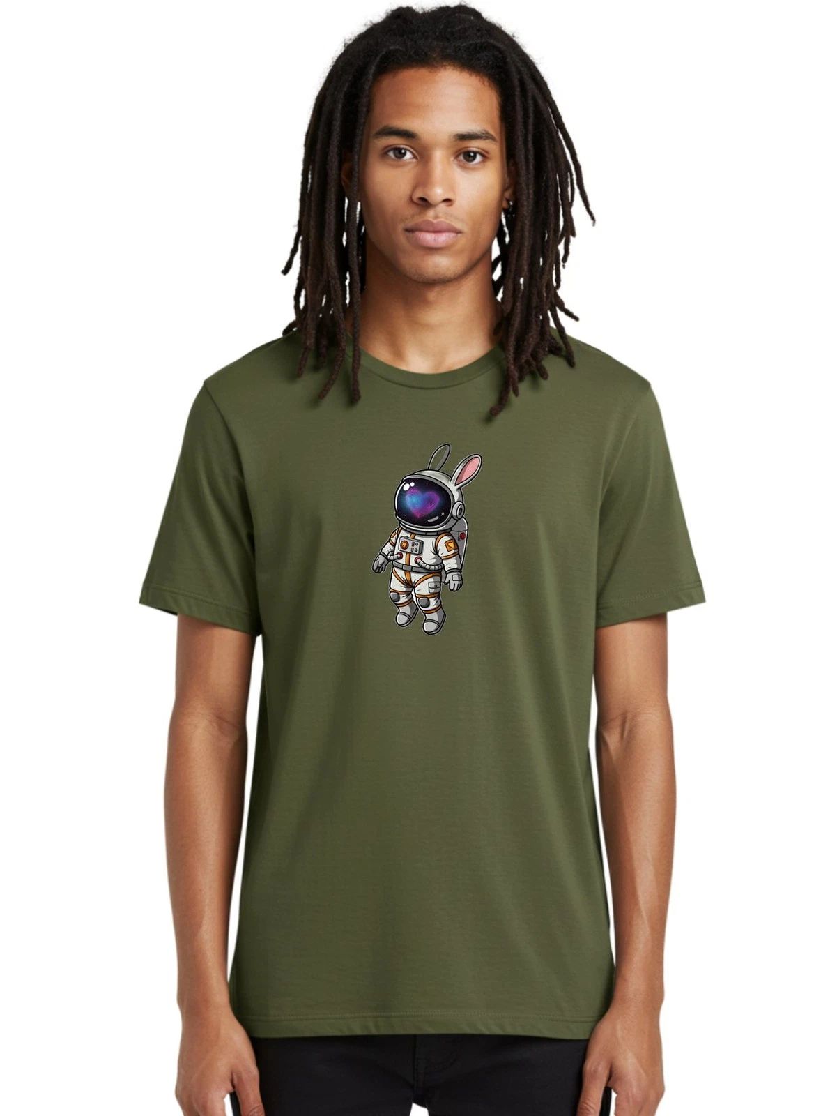 Rabbit-Astronaut Mens Graphic Tee, 100% Cotton, Casual Summer Wear