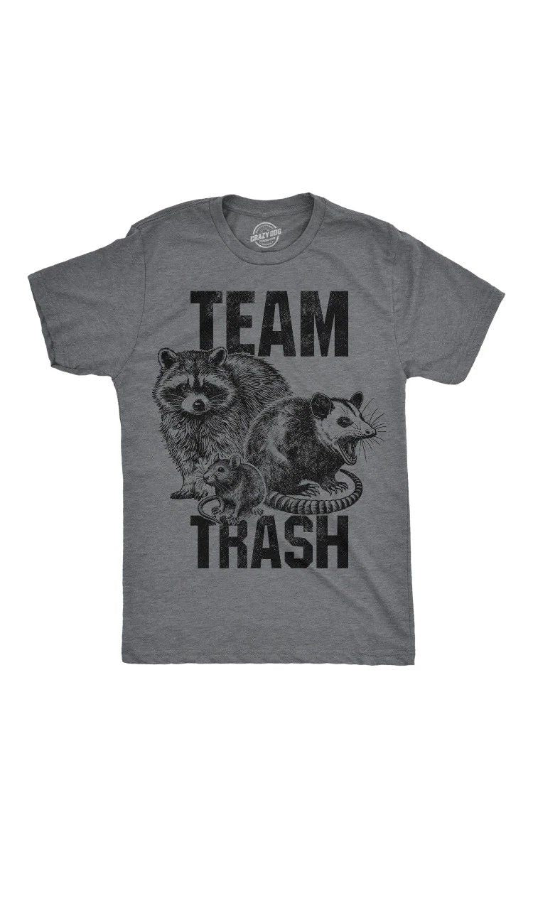 Mens Funny T Shirts Team Trash Sarcastic Raccoon Graphic Novelty Tee For Men
