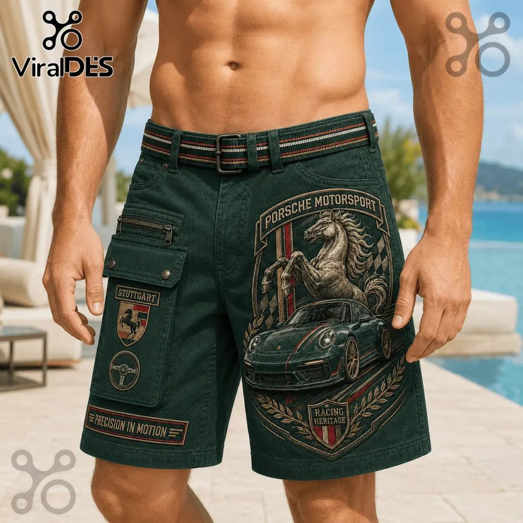 Porsche Motorsport Embossed Cargo Casual Shorts