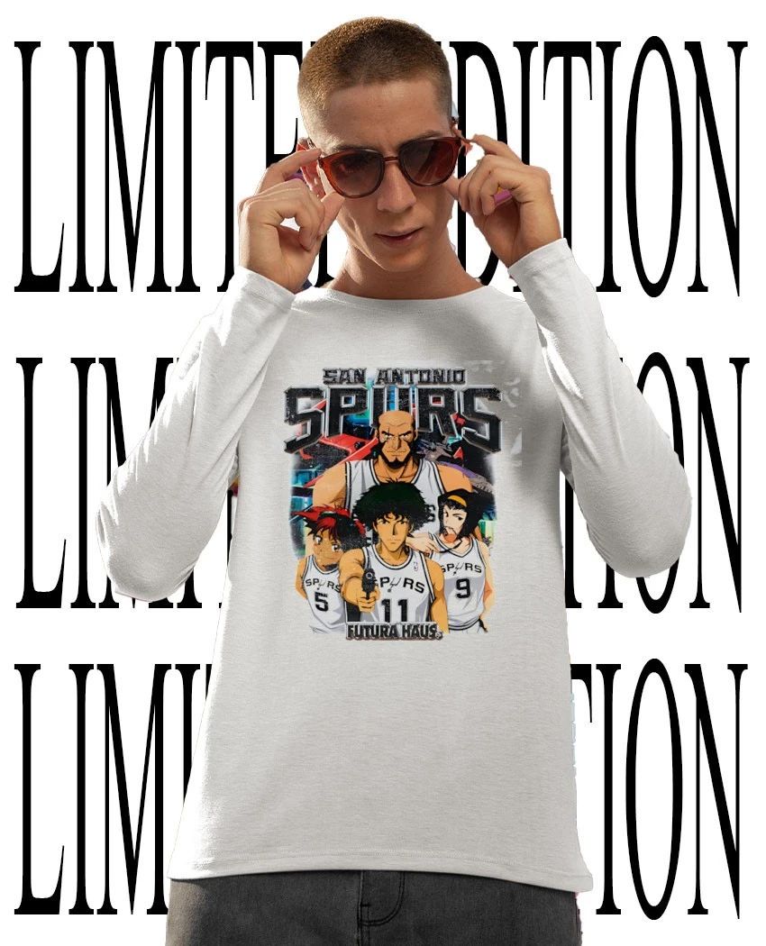NBA Cowboy Bebop San Antonio Spurs Spike pointing gun Futura Haus 5 11 9 graphic shirt