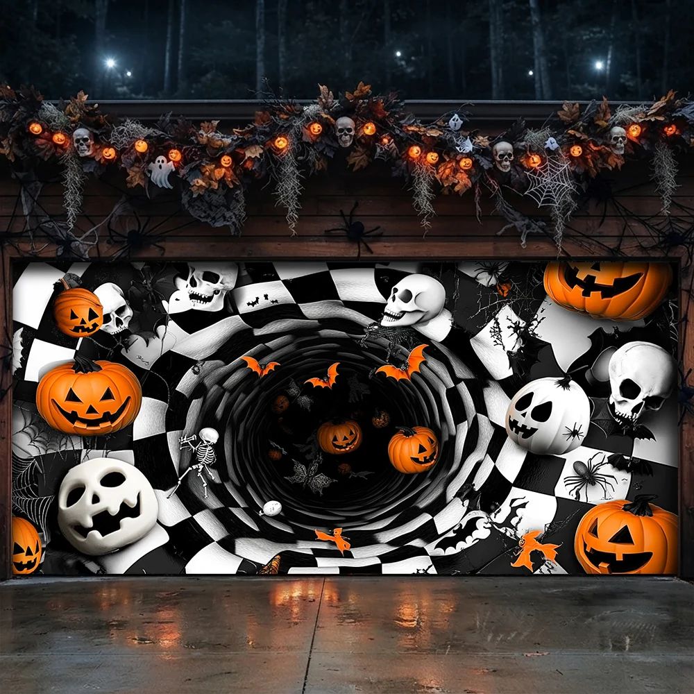 Spooky Pumpkin Vortex Halloween Garage Door Banner