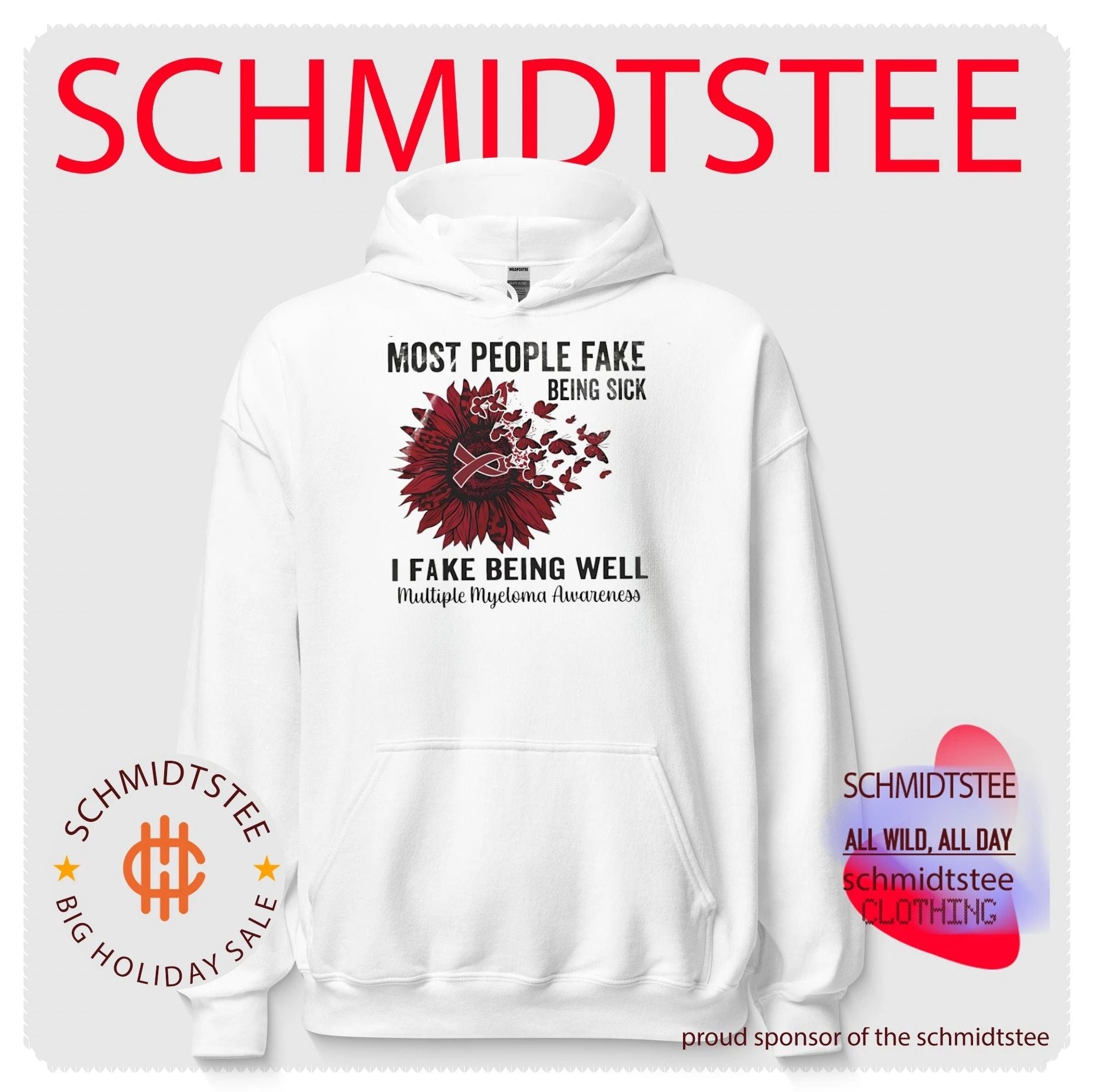 Most people fake being sick I fake being well red ribbon Multiple Myeloma Awareness shirt
