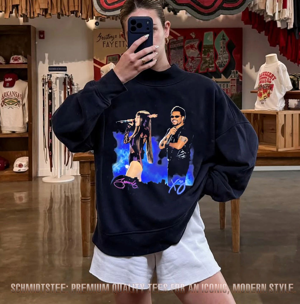 Jennie and The Weeknd on the stage signature shirt