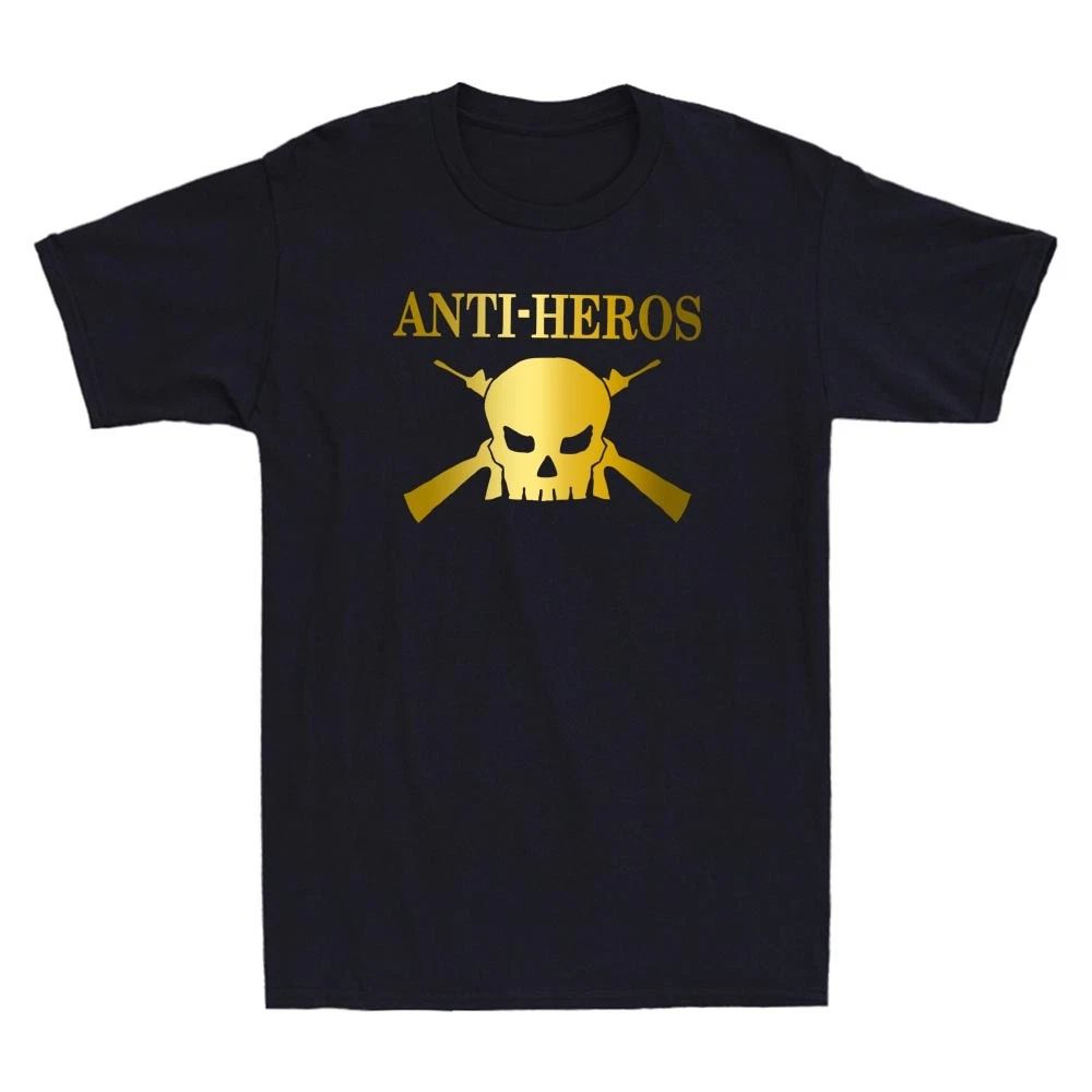 Anti-Heros Skull Logo Golden Print Novelty Men's Short Sleeve T-Shirt Cotton Tee
