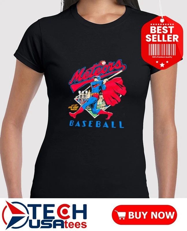 Superman Meteors Baseball up up and away back shirt