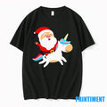 Santa Claus On Unicorn Rainbow Sleigh Ride Christmas Tshirts Sweater