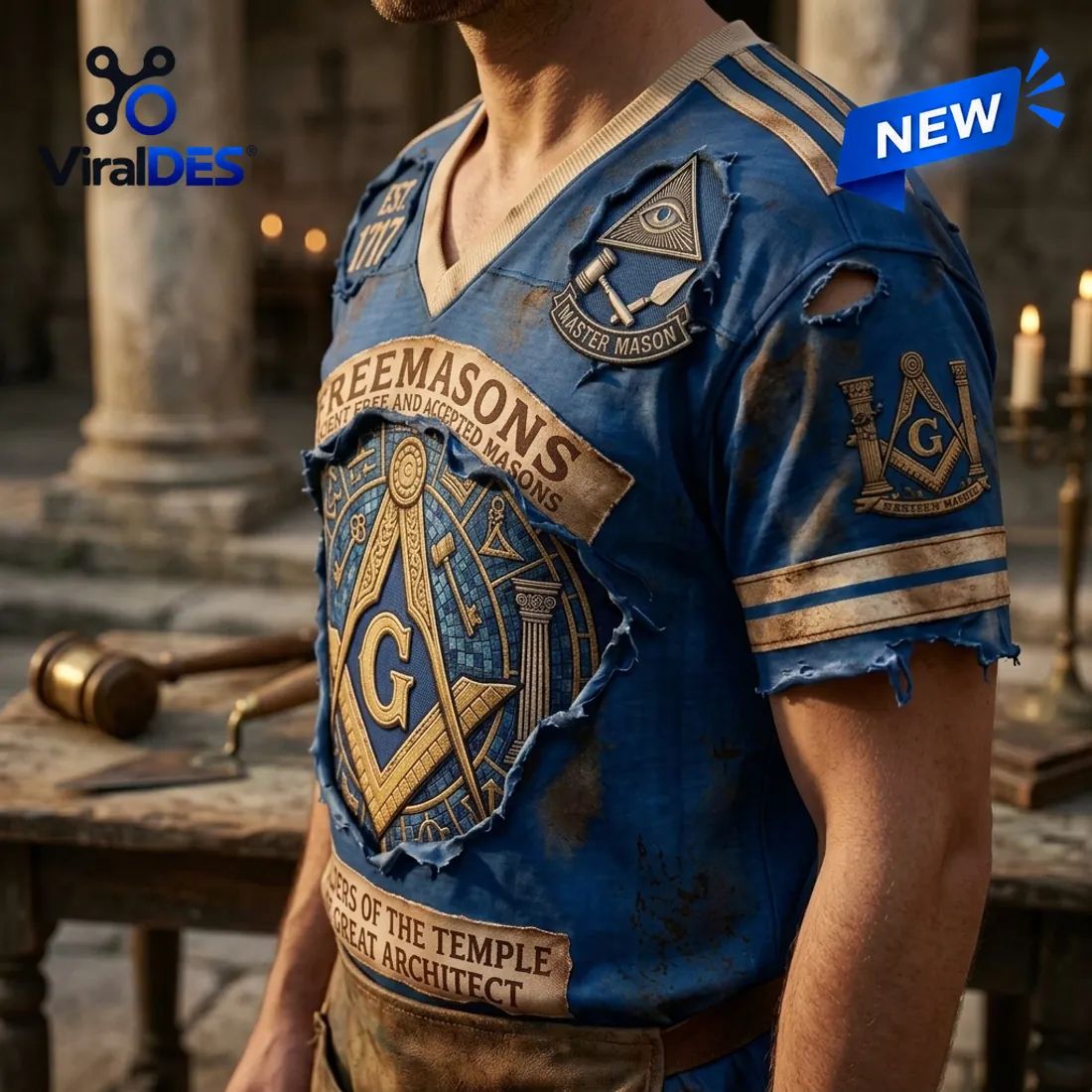 Freemason Master Mason Symbol Blue Shirt