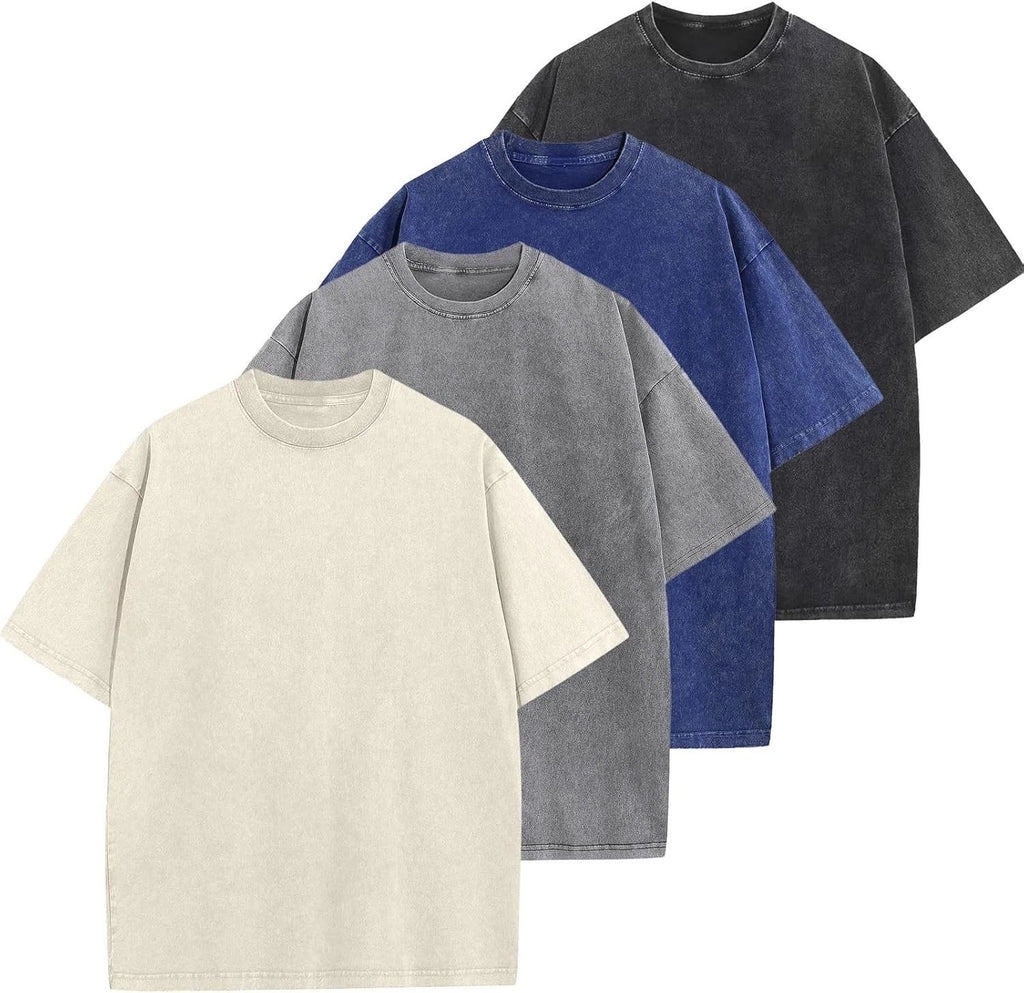 Mens Oversized Vintage Acid Wash T-Shirt 100% Cotton Loose Fit Streetwear Tee