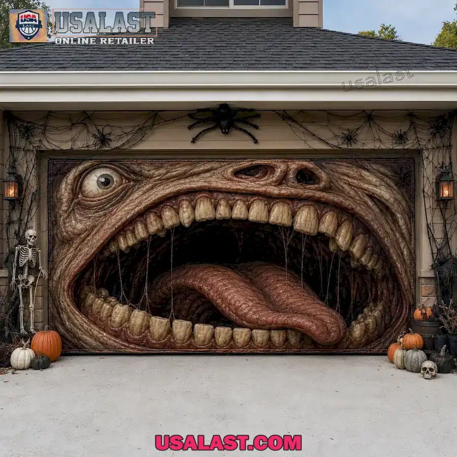 Monster Mouth Halloween Garage Door Banner