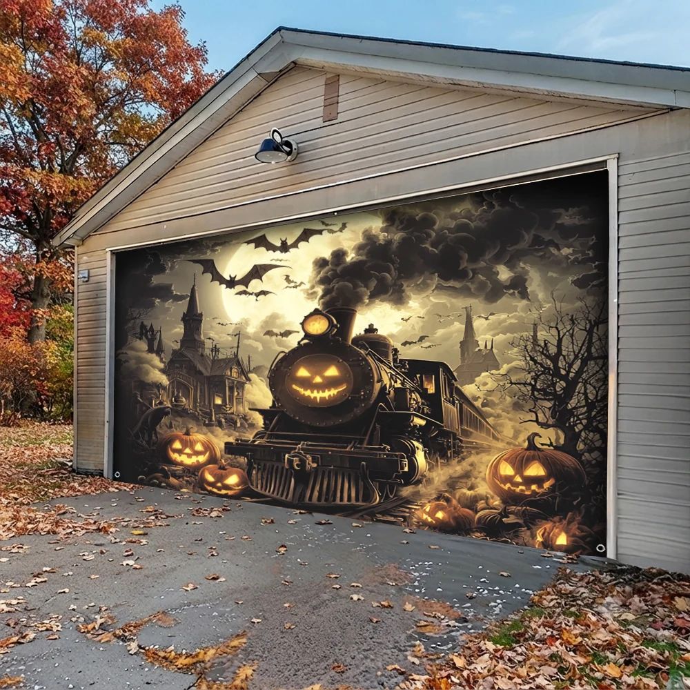 Pumpkin Express Halloween Garage Door Banner