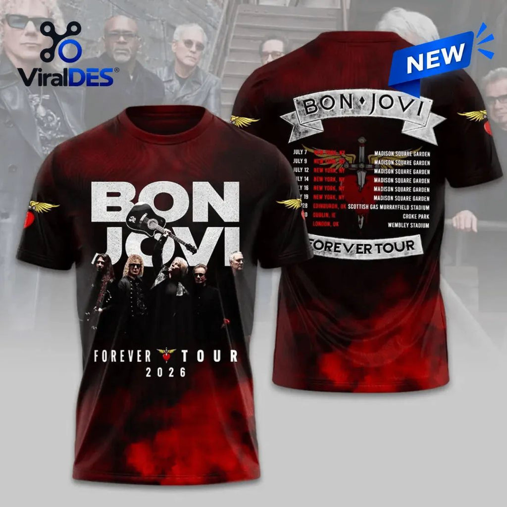 Bon Jovi Forever Tour 2026 Red Smoke T-Shirt