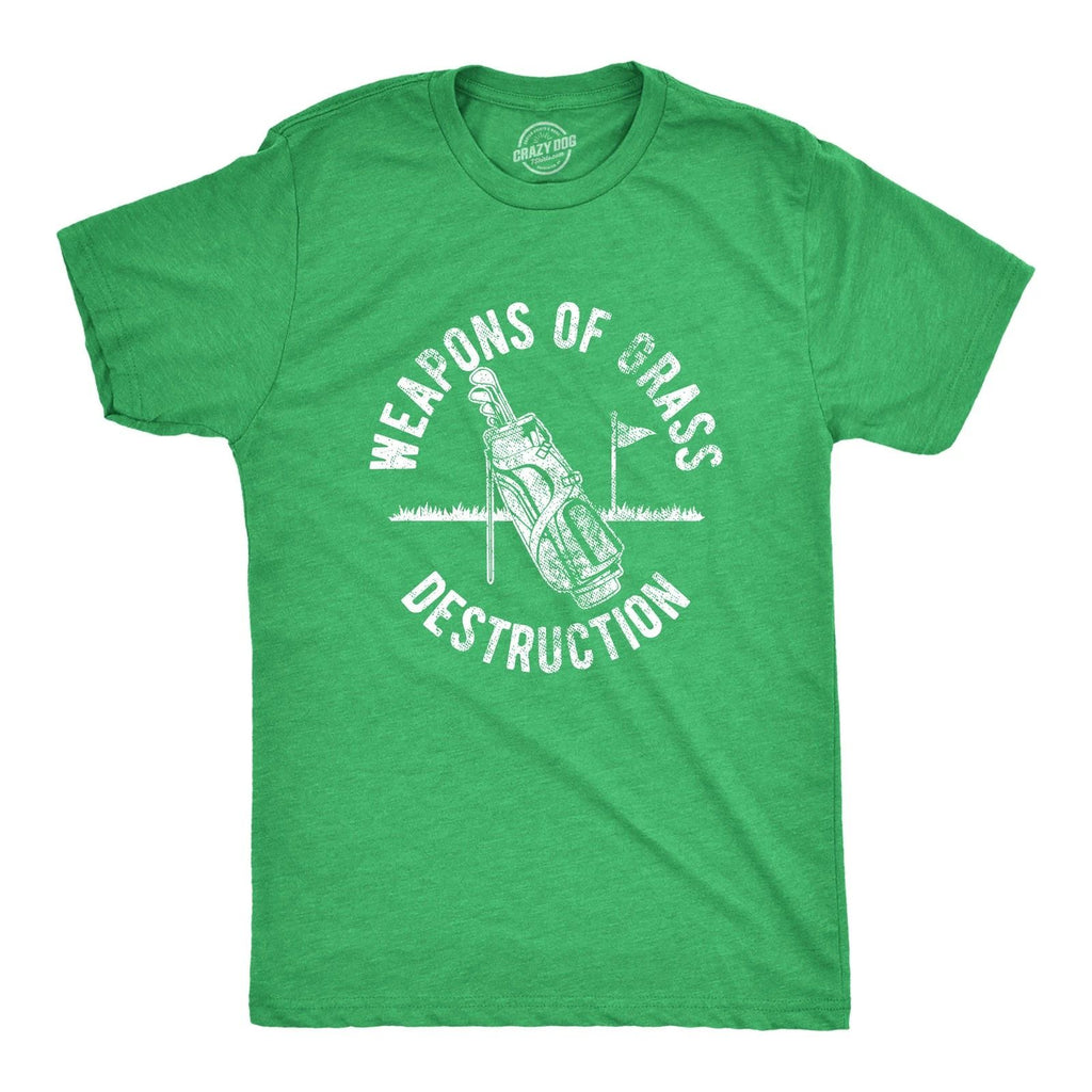 Mens Weapons Of Grass Destruction T Shirt Funny Golf Clubs Sarcastic Tee