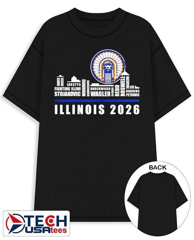 Illinois Fighting Illini 2026 players name skyline shirt
