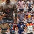 Mens 3D Graphic Print Short Sleeve T-Shirt Fitness Sports Gym Tee Pullover T AU