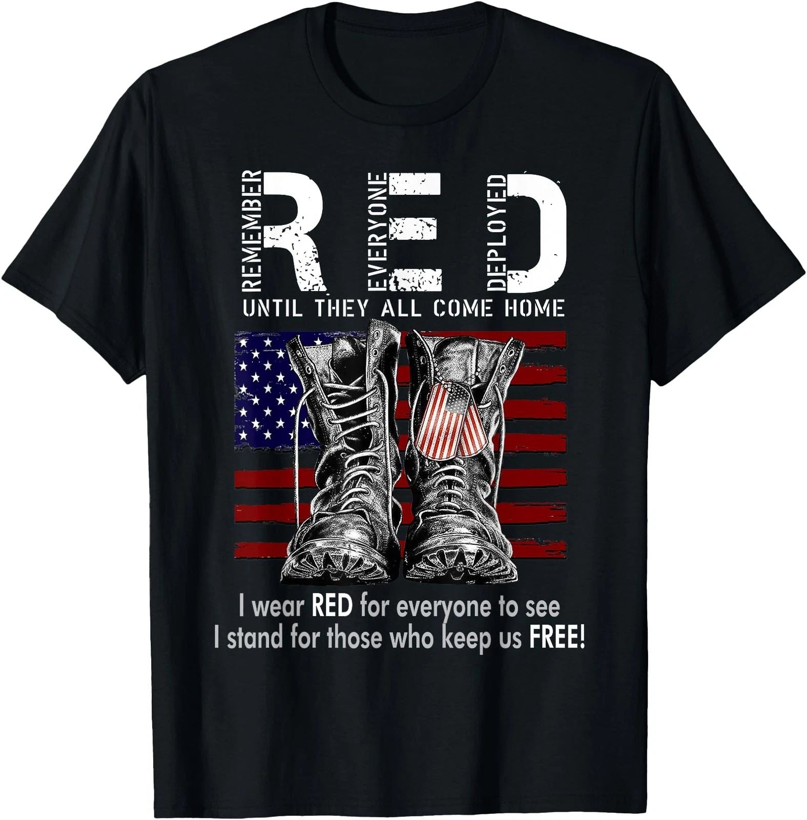 R.E.D Friday Military Remember Everyone Deployed Unisex-Adults US Flag T-Shirt