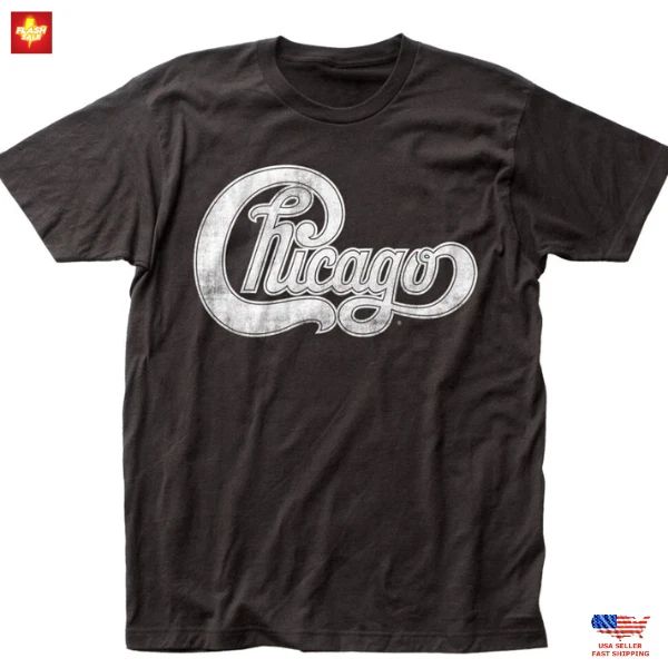 New Arrival Chicago Logo T Shirt Mens Rock and Roll Music Classic Band Tee Black