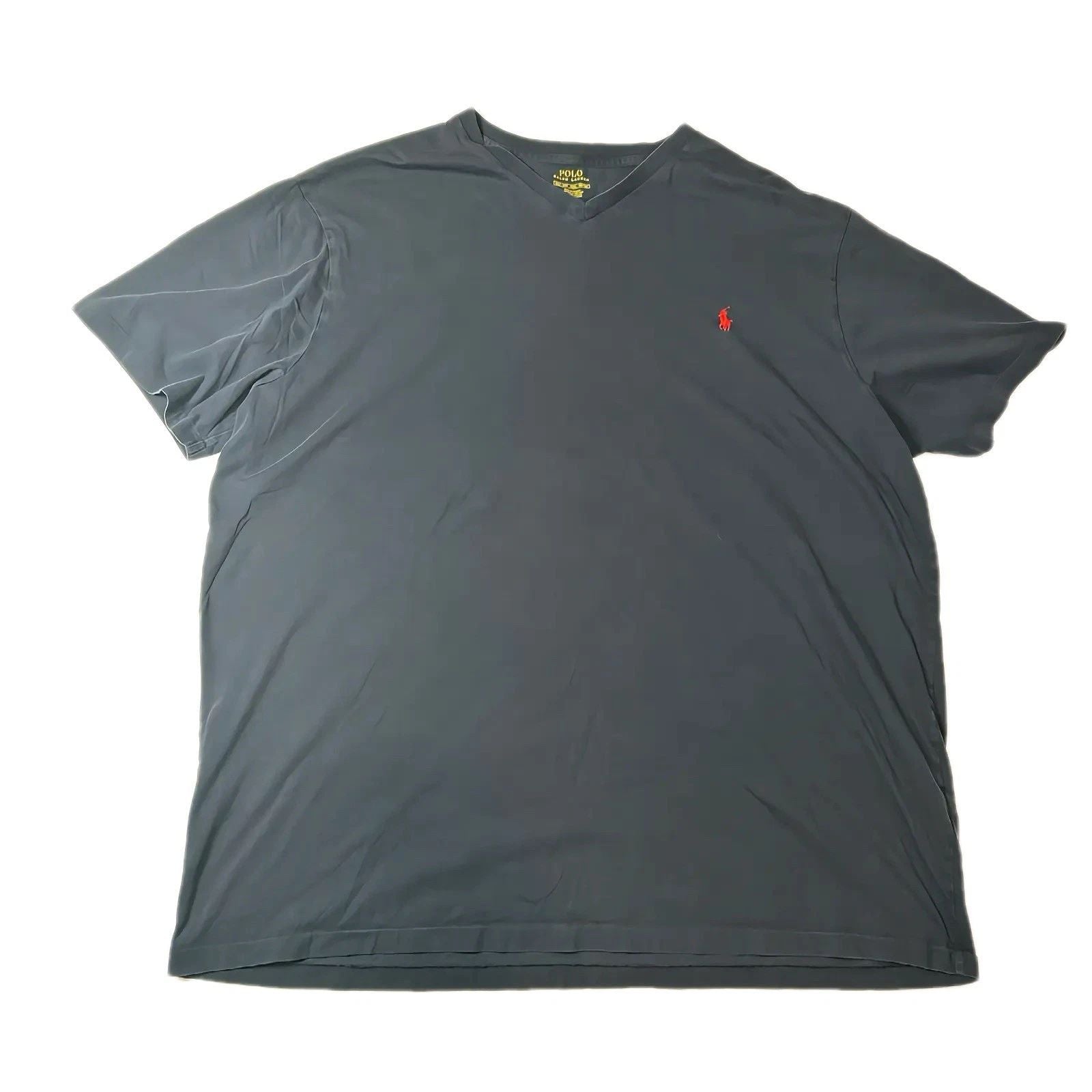 Polo Ralph Lauren T Shirt Mens XXL Navy Blue V Neck Short Sleeve Red Pony