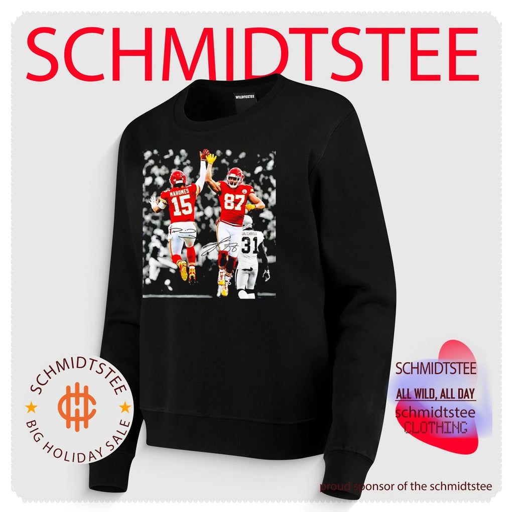 Travis Kelce and Patrick Mahomes Kansas City Chiefs celebration signature shirt