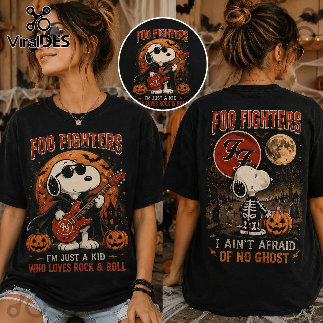 Foo Fighters x Snoopy Halloween Black T-Shirt