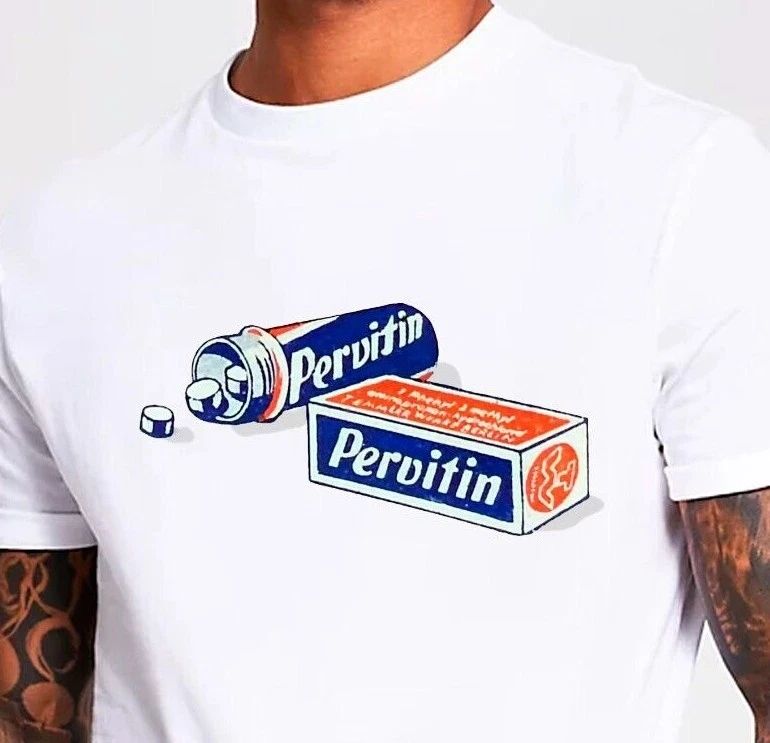Pervitin methamphetamine Drug T Shirt germany TShirt Rare Old School Classic Tee