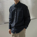 new spring Men Casual Loose retro Simple Solid Color lapel Cardigan Jacket top