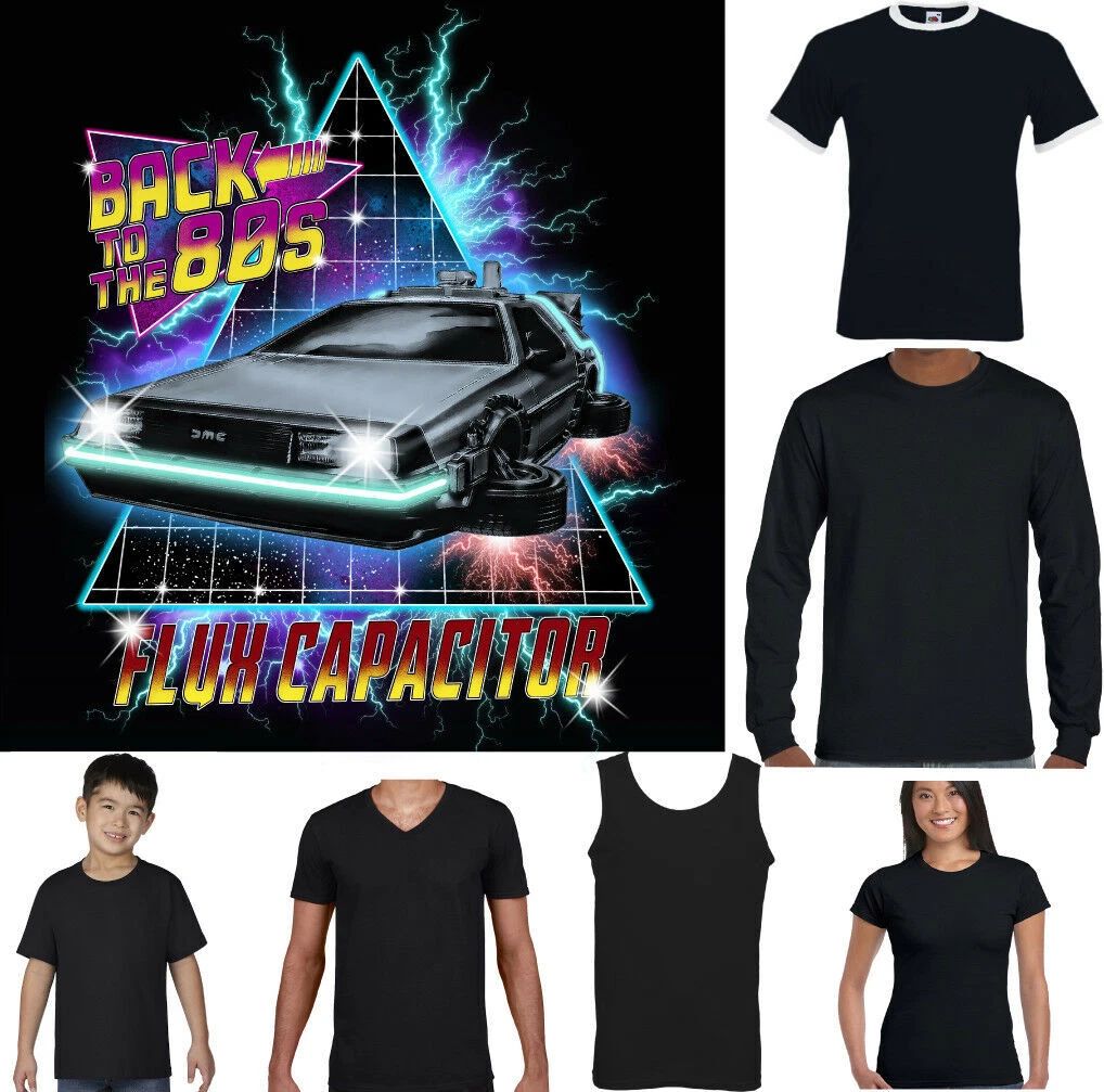 Back to the Future T-Shirt Mens Flux Capacitor Funny Retro 80's Movie DMC Car