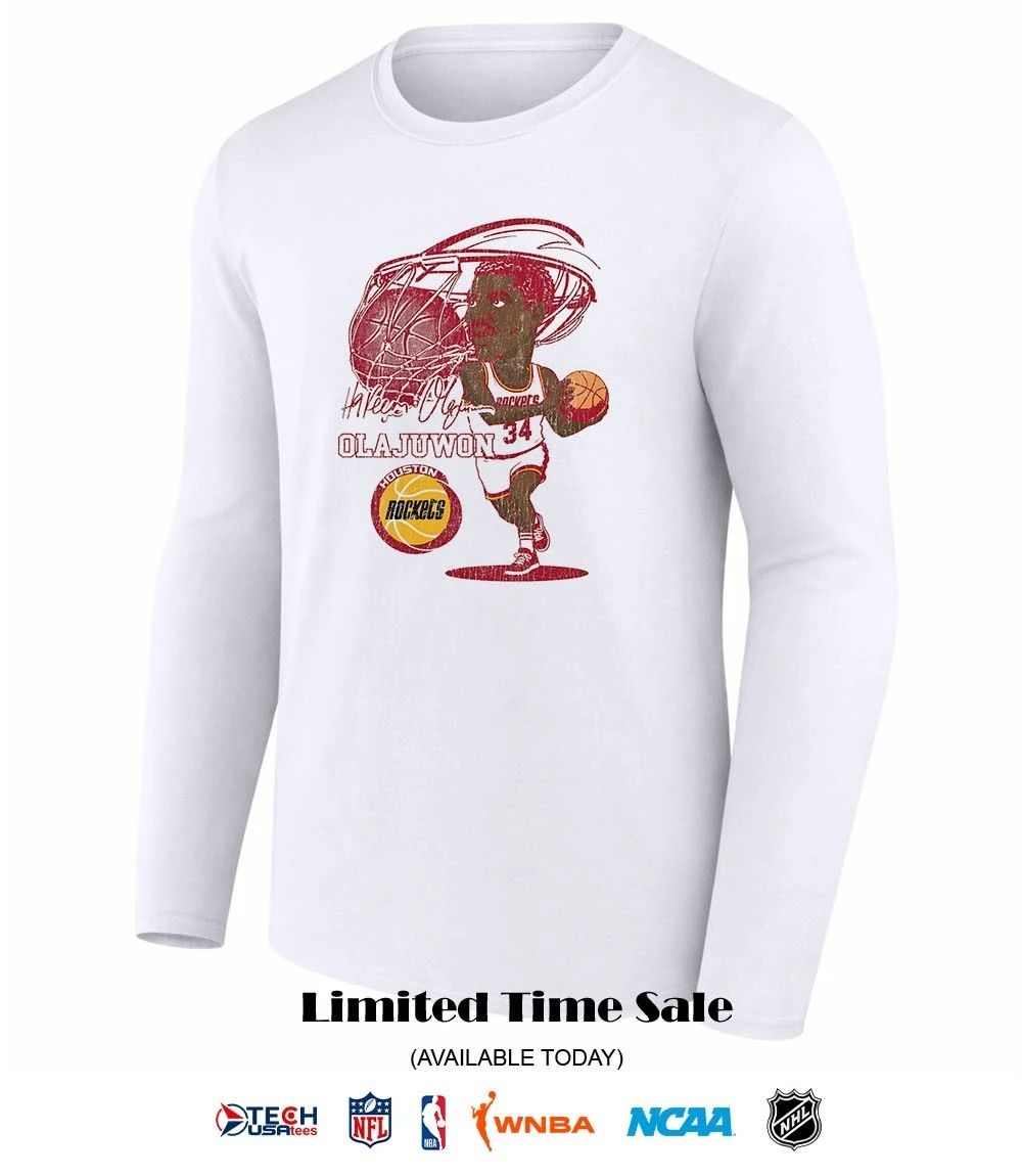 Houston Rockets Hakeem Olajuwon signature caricature shirt
