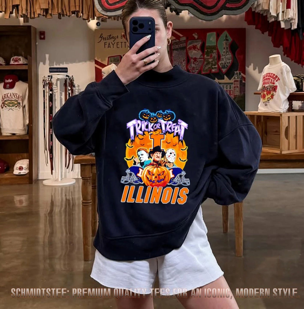Illinois Fighting Illini x Horror Characters Trick Or Treat Halloween 2026 shirt