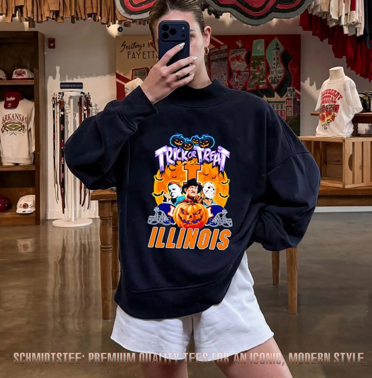 Illinois Fighting Illini x Horror Characters Trick Or Treat Halloween 2026 shirt