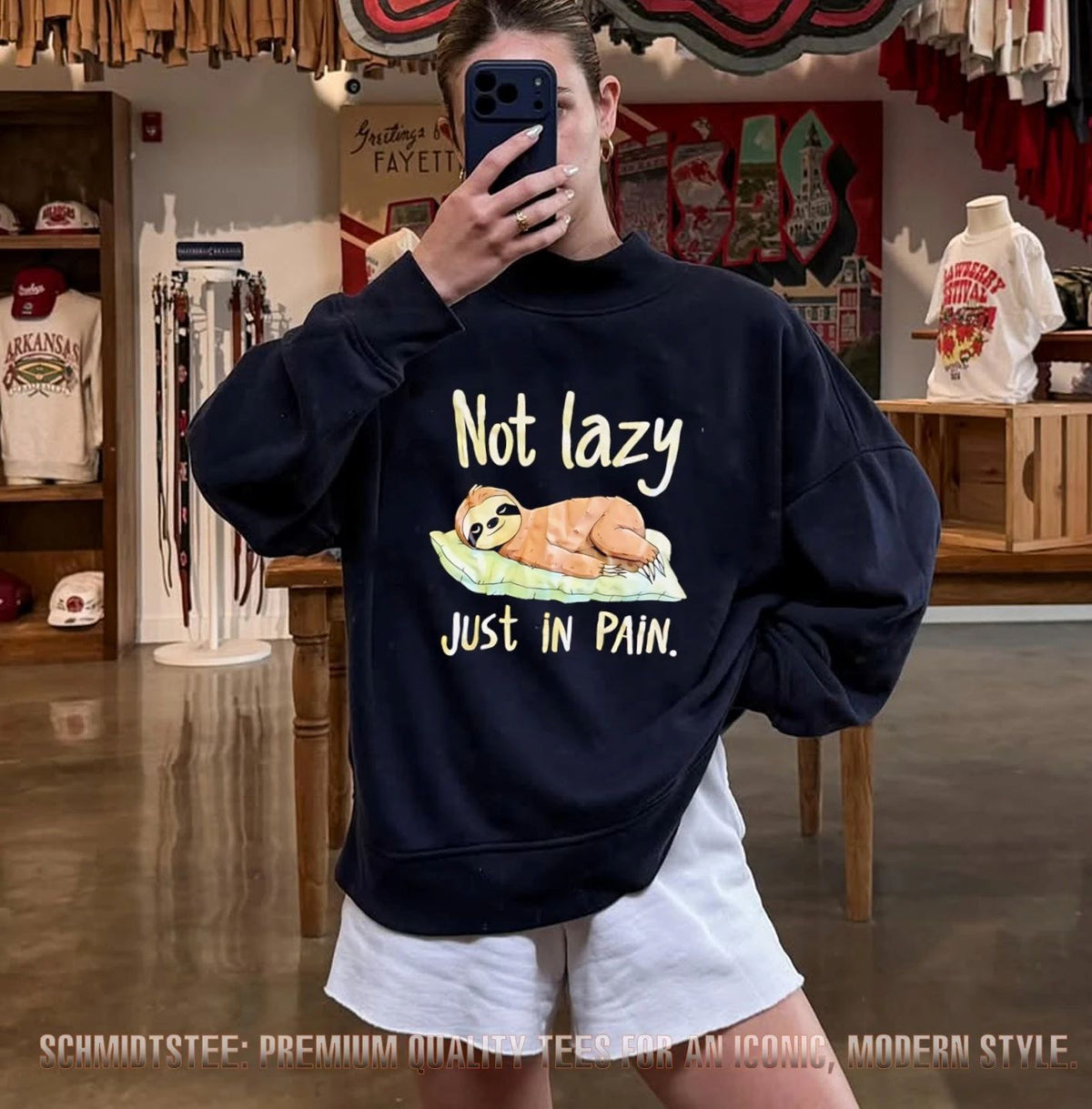 Not Lazy Just in Pain Sloth funny animal shirt