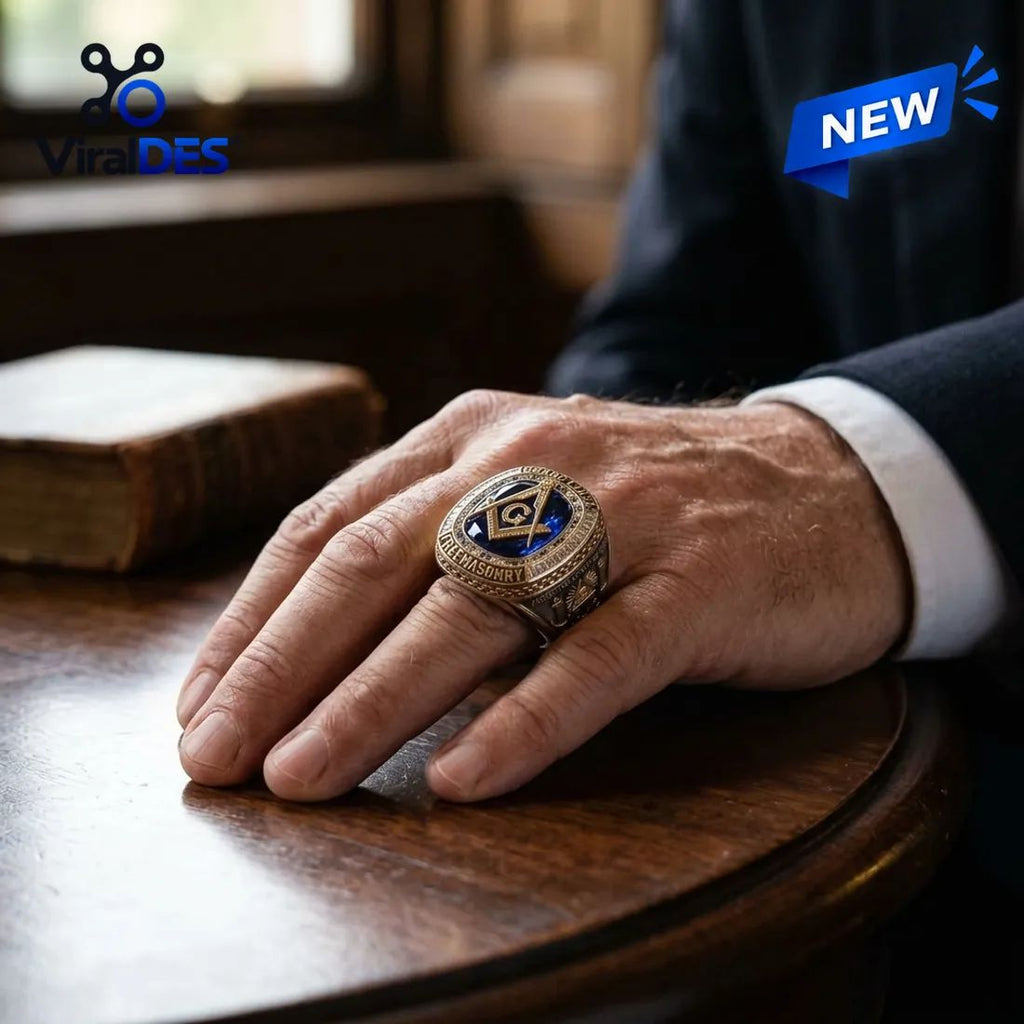 Freemason Square and Compasses Ring