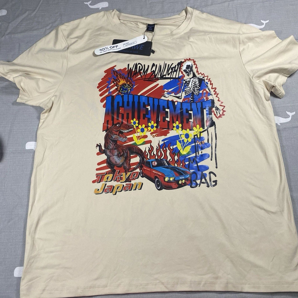 ROMWE Street Life Men's Round Neck Short Sleeve Print Graphic Shirt Size XL