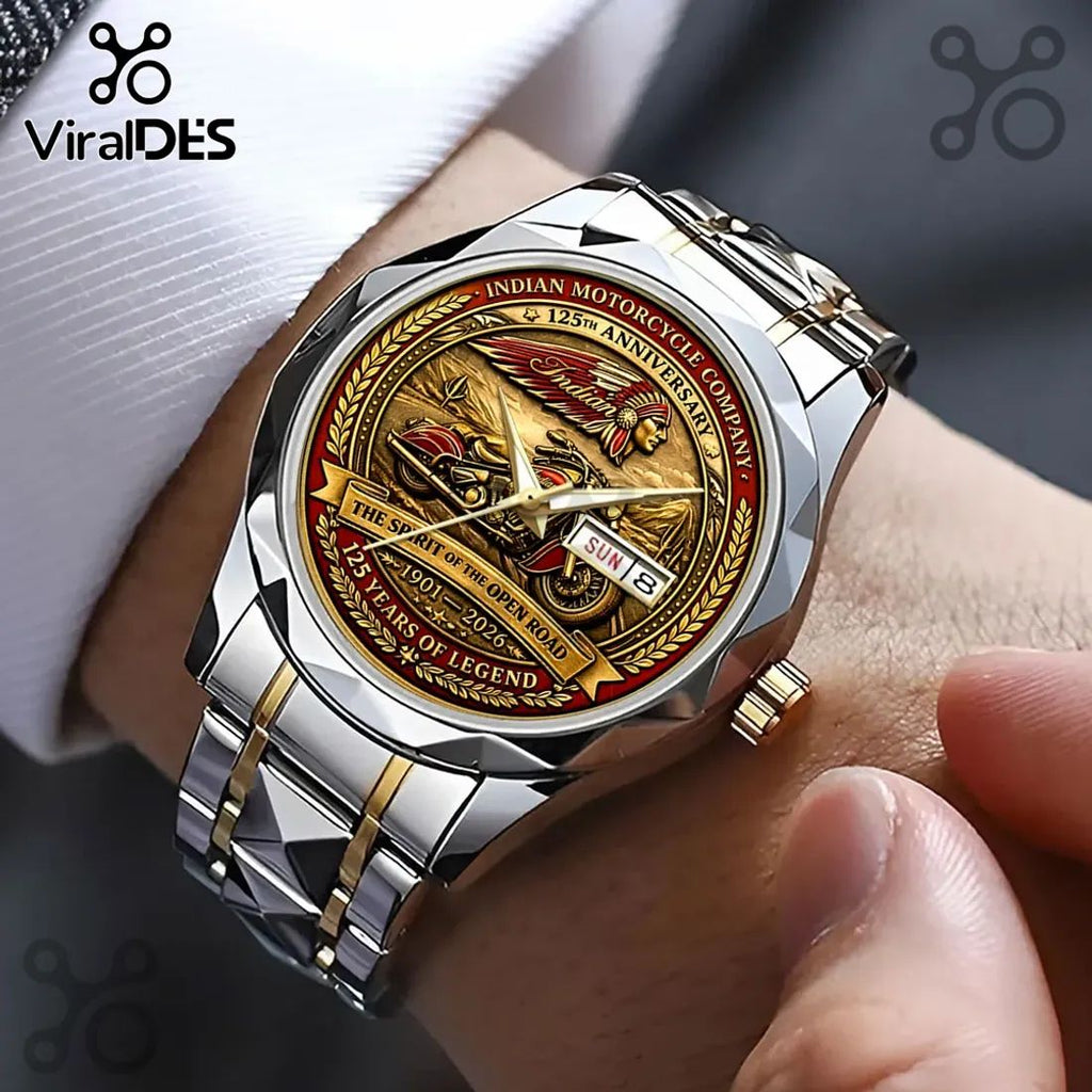 Indian Motorcycle 125th Anniversary Gold Tone Quartz Watch