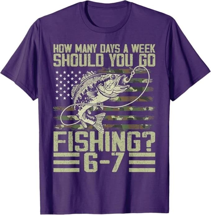 Funny Fishing Boy Teens Kid Camouflage USA Flag Bass Fish 67 T-Shirt