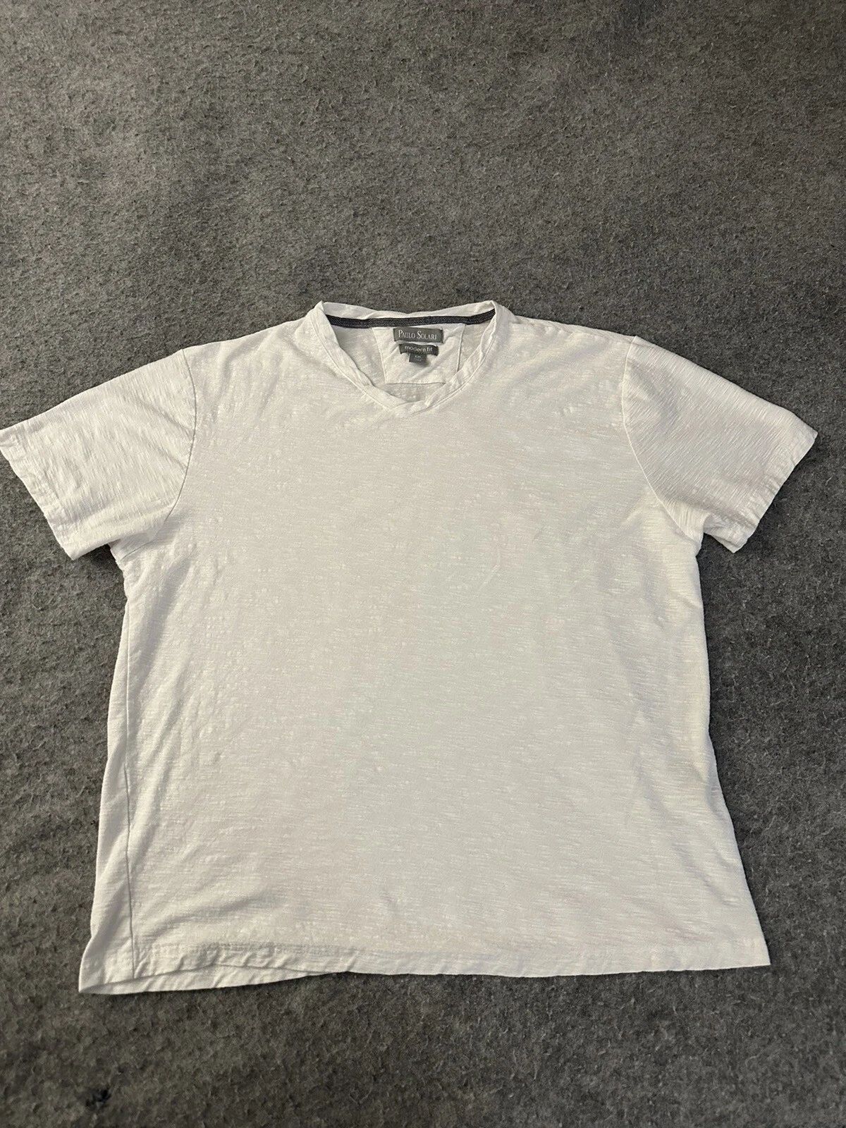 Paulo Solari Shirt XXL 2XL White V Neck Short Sleeve Modern Fit